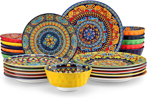 Piece bohemian dinnerware - 24-piece,